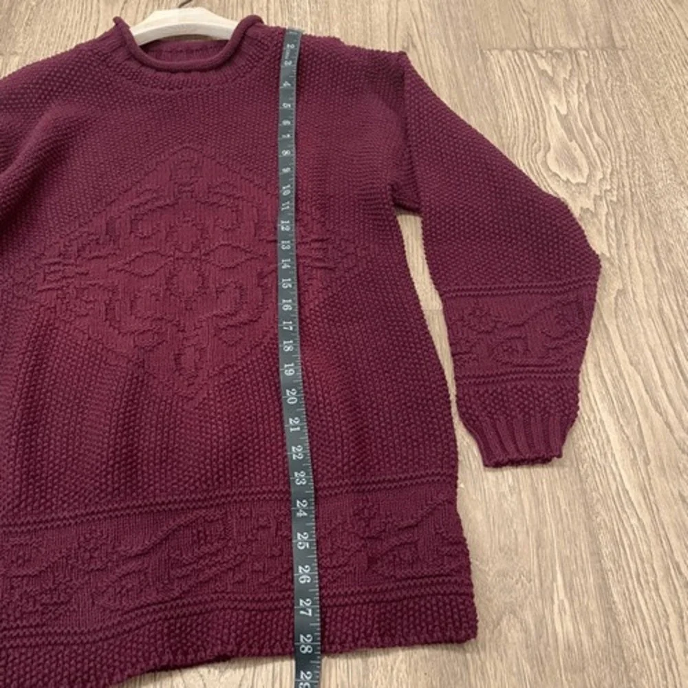Vintage Hunt Club Maroon Knit Mock Neck‎ Oversized Pullover Fisherman Sweater PS
